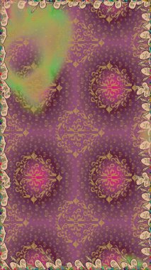 Kumaş desenli papatya çiçeği detayı. Mor renkte çiçekler.