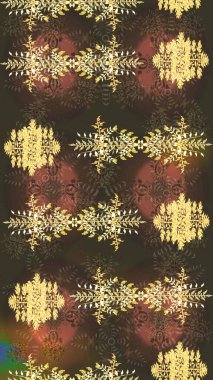 Raster skeci. Xmas Frost kar taneleri izole edilmiş siluet sembolü. Meteoroloji buz koleksiyonu. Kış kahverengisi, sarı ve yeşil noel kar düz kristal elementi. Kar Tanesi raster arkaplanı.