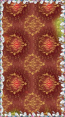 Çiçeklerle suluboya desenli çiçek deseni. Kahverengi renkli güzel bir tekstil. Raster illüstrasyonu.