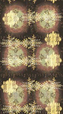 Yeni yıl kar tanesi. Güzel soyut kar tanesi raster tasarımı. Düz kar karalama ikonları, kar taneleri kahverengi, bej ve nötr renklerde siluetler Noel afişi için, kartlar.