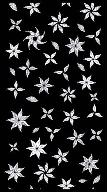 Küçük çiçekteki sevimli çiçek deseni. Siyah ve nötr renkte çiçekler.