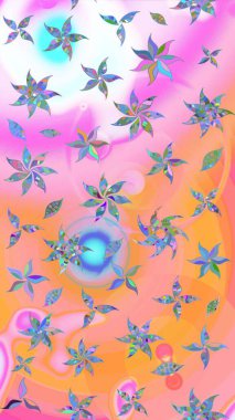 Pembe ve nötr renklerde çiçekler. Raster illüstrasyonunda çiçek deseni çizimi.