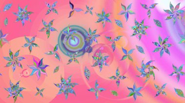 Kumaş, tekstil, duvar kağıdı baskısı için. Miles Fleur, süslü püslü bir süs. Eski usul. Eskiz geçmişi. Tomurcukları papatya çiçekleri olan sevimli bir çiçek deseni. Raster illüstrasyonu.