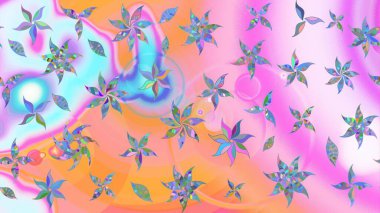 Raster illüstrasyonundaki çiçek desenli çizim. Suluboya stilinde tarafsız ve pembe renkte çiçekler.