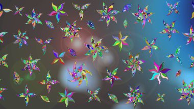 Raster illüstrasyonu. Küçük çiçekteki sevimli çiçek deseni. Mavi ve gri renkte çiçekler.