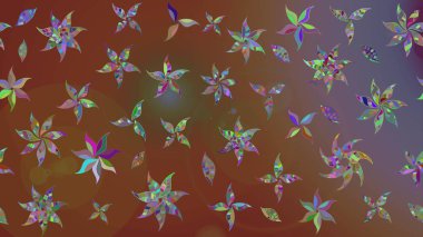 Raster çiçek desenli çiçek deseni, yapraklar, dekoratif elementler, sıçrama, lekeler, el çizimi kontur çizgileri ve Doodle çizim stili, grafik raster çizim çizimi.