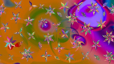 Turuncu ve kahverengi renkli çiçekler. Çiçekli karalama şeklinde Raster çiçek deseni. Nazik, sevimli çiçek arkaplanı..