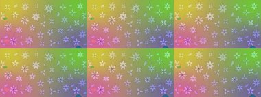 Renkli Bahar Teması eskiz kalıbı. Raster illüstrasyonu. Çiçek deseni. Düz Çiçek Elementleri Tasarımı. Chichi kumaş deseni çiz.