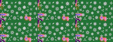 Yumuşak, yaz çiçekli arka plan. Yeşil ve nötr renklerde çiçekler. Raster çiçek desenli ve çiçekli..