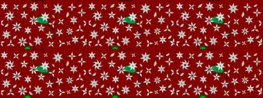 Küçük çiçekte hoş bir çiçek deseni var. Çiçeksel elementlerle süslenmiş zarif raster dokusu. Parlak çiçekli kırmızı ve nötr renkler üzerine soyut çizim deseni.