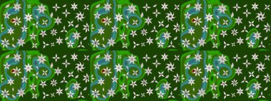 Raster illüstrasyonu. Yeşil ve nötr renklerde çiçekler. Çizim çiçek deseni duvar kağıdı için kullanılabilir.