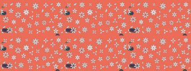 Raster düz çiçek çizim deseni. Çiçekler turuncu ve nötr renklerde. Tasarım hediye paketi, tebrik kartları, posterler ve afiş tasarımı.