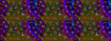 Raster Çiçek İllüstrasyonu 'nun şirin tekstili. Kahverengi ve yeşil renkli etnik çiçeklerle zarif bir eskiz deseni..