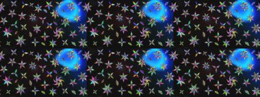 Raster suluboya çiçek deseni, narin çiçekler, gri ve mavi çiçekler, tebrik kartı şablonu. Güzel kumaş deseni.