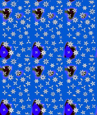 Renkli çizim kalıbı. Raster illüstrasyonu. Çiçek arkaplan. Mavi renkli şirin tekstil tarzında. Çiçek duvar kağıdı.