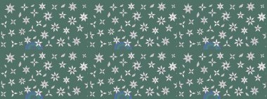 Küçük çiçekteki sevimli çiçek deseni. Yeşil ve nötr renkte çiçekler.