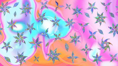 Raster illüstrasyonu. Tekstil veya kitap kapakları, imalat, duvar kağıtları, baskı, hediye paketi ve yapıştırma kitabı için çiçek eskizi geçmişi. Küçük ölçekli çiçeklerdeki basit sevimli desen.