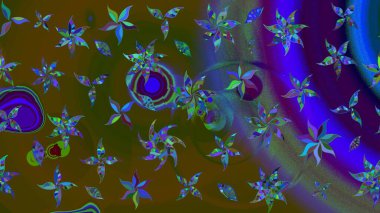 Raster Yumuşak kumaş deseni. Çiçeksel kahverengi ve yeşil çizim deseni. Raster çiçek izi. Klasik taslak çizimi.