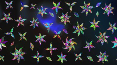 Suluboya resim taklit Raster çizimi. Yaz çiçekleri teması. Klasik çiçekler. Gri ve mavi renkler. El çizimi soyut süslü elementler.