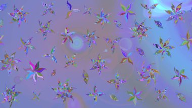 Suluboya tarzında mor ve mavi renkler üzerinde. Küçük çiçekli yay deseni çiz. Raster illüstrasyonu.