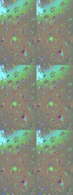 Düz Çiçek Elementleri Tasarımı. Süslü kumaş deseni. Renkli Bahar Teması eskiz kalıbı. Raster illüstrasyonunda çiçek deseni çizimi.