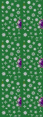 Yeşil ve nötr renklerde etnik çiçeklerle süslenmiş zarif bir eskiz. Raster Çiçek İllüstrasyon Şirin Tekstil.