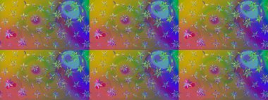 Çiçekli çiçek deseni, suluboya. Yeşil ve kahverengi renkli çiçekler. Renkli Bahar Teması çizim kalıbı. Düz Çiçek Elementleri Tasarım Raster illüstrasyonu.