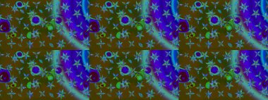 Raster illüstrasyonundaki çiçek desenli çizim. Güzel kumaş deseni. Renkli Bahar Teması eskiz kalıbı. Düz Çiçek Elementleri Tasarımı.