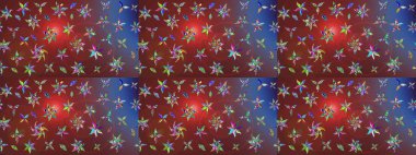 Şirin çiçek elementleri. Kahverengi ve kırmızı renkte çiçekler. Raster illüstrasyonu. Çizim.