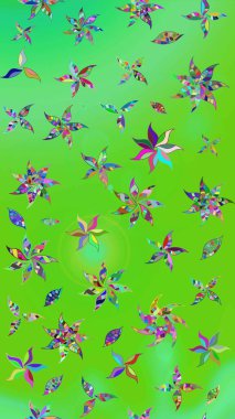 Yeşil ve mavi renklerde. Çiçekli güzel suluboya desen. Raster illüstrasyonu.