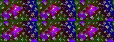 Küçük çiçekli basit bir çiçek çizimi. Yeşil ve kahverengi renkli şirin çiçekler. Moda baskısı, albüm, ambalaj kağıdı ve duvar kağıdı için zarif dekoratif süslemeler. Raster illüstrasyonu.