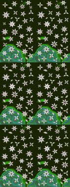 Güzel kumaş deseni. Raster suluboya çiçek deseni, narin çiçekler, gri ve yeşil çiçekler, tebrik kartı şablonu..