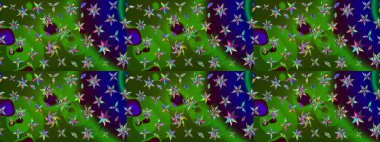 Raster illüstrasyonu. Patlayan çiçekler soyut olarak yerleştirilmiş. Yumuşak, bahar çiçekleri yeşil ve mavi renklerde. Raster deseni.