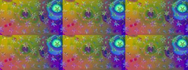 Çiçekli çiçek deseni, suluboya. Renkli Bahar Teması eskiz kalıbı. Düz Çiçek Elementleri Tasarımı. Raster illüstrasyonu. Yeşil ve kahverengi renkte çiçekler.