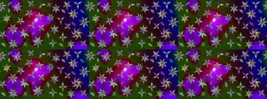 Küçük çiçekli basit bir çiçek çizimi. Yeşil ve kahverengi renkli şirin çiçekler. Moda baskısı, albüm, ambalaj kağıdı ve duvar kağıdı için zarif dekoratif süslemeler. Raster illüstrasyonu.