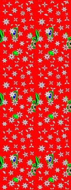 Düz Çiçek Elementleri Tasarımı. Renkli Bahar Teması eskiz kalıbı. Raster illüstrasyonu. Kırmızı ve nötr renklerde çiçekler. Çiçekli çiçek deseni, suluboya..