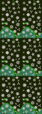 Güzel kumaş deseni. Raster suluboya çiçek deseni, narin çiçekler, gri ve yeşil çiçekler, tebrik kartı şablonu..