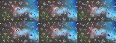 Çiçek desenli raster, mavi ve gri çizgi grafik desenli soyut raster arkaplan. Modern stil dokusu.