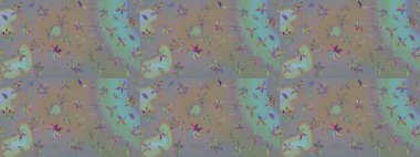 Raster güzel bir çiçek deseni çizmiş. Nazik romantik baskı. Gri ve bej renkli çiçekler. Bahar mevsimi. Tatil havası..