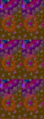 Kahverengi ve mor renkli çiçekler. Güzel çiçek deseni. Renkli Bahar Teması eskiz kalıbı. Düz Çiçek Elementleri Tasarımı.