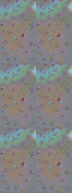 Çiçeksel elementlerle süslenmiş zarif raster dokusu. Küçük çiçekte hoş bir çiçek deseni var. Parlak çiçekli gri ve bej renkler üzerine soyut çizim deseni.