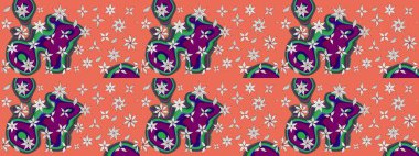 Turuncu ve nötr renklerde bahar çiçekleri. Yaprak ve çiçeklerin suluboya resimleri, turuncu ve nötr renkler üzerine çizimler. Raster illüstrasyonu.