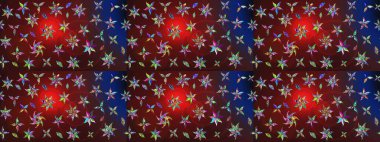 Kahverengi ve kırmızı renkte çiçekler. Raster illüstrasyonu. Raster illüstrasyonu. Asya tekstil tarzında. Çiçek desenini çiz.