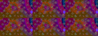 Desen, çizim, çiçek sınırı. Çiçek çelengi. Güzel, parlak, pürüzsüz kumaş, tuval. Kıvırcık, parlak örgü. Eski moda arka plan. Raster illüstrasyonu.