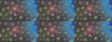 Çiçekli el çizimi çizimi deseni. Modern gelişim, gri ve mavi raster arka plan duvar kâğıdı illüstrasyonu, klasik çizgi çizgisi, desenli desenli çiçekler, çiçekli süsler..