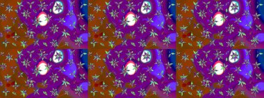 Nazik romantik baskı. Mor ve kahverengi renkte çiçekler. Bahar mevsimi. Raster güzel bir çiçek deseni çizmiş. Tatil havası..