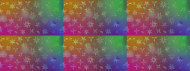 Raster illüstrasyonundaki çiçek desenli çizim. Kahverengi ve mor renkli çiçekler. Renkli Bahar Teması eskiz kalıbı. Düz Çiçek Elementleri Tasarımı.