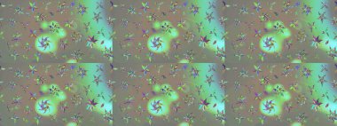 Raster düz çiçek çizim deseni. Hediye ambalaj kağıdı, tebrik kartları, posterler ve pankart tasarımı. Gri ve yeşil renkte çiçekler.