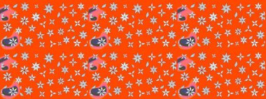 Soyut etnik raster çizim kalıbı. Çiçekler. Vadinin turuncu ve nötr renklerinde çiçekleri.