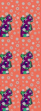 Raster. Raster illüstrasyonu. Tomurcukları çiçek olan sevimli bir çiçek deseni. Eski usul. Kumaş, tekstil, duvar kağıdı baskısı için. Taslak arkaplan.